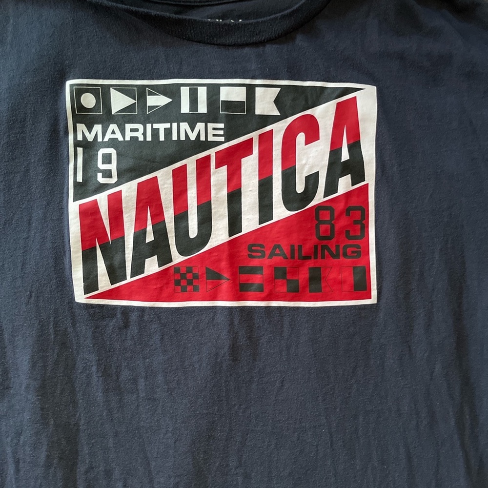 Nautica Sailing-Themed Navy Blue T-Shirt